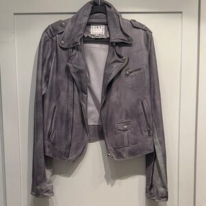JKT NYC Women's Gray Leather Jacket